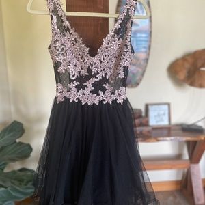 Beautiful Sequenced Black and Pink Evening Dress